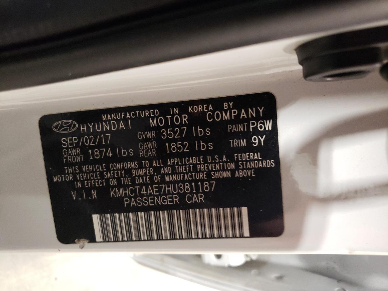 KMHCT4AE7HU381187 2017 HYUNDAI ACCENT - Image 12