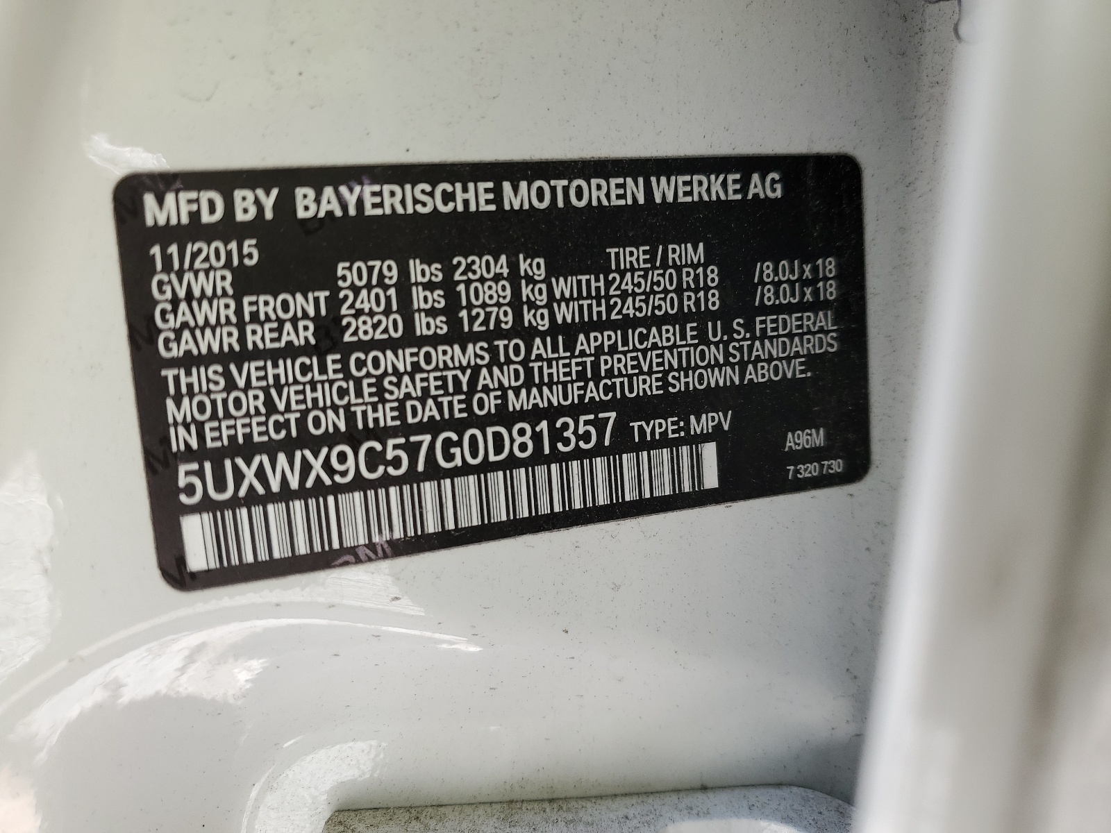 5UXWX9C57G0D81357 2016 BMW X3 xDrive28I