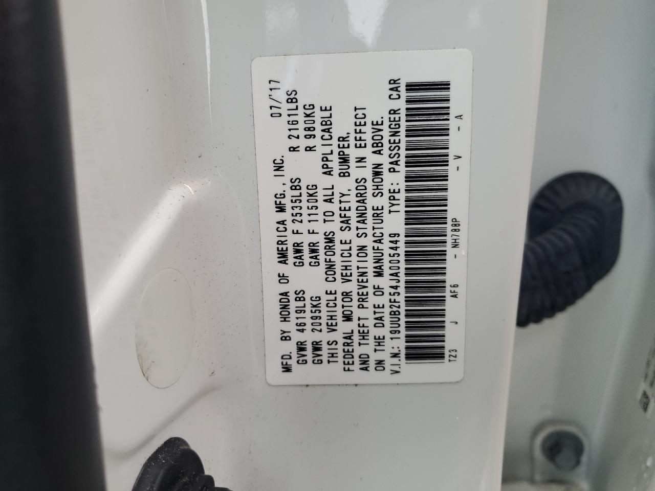 19UUB2F54JA005449 2018 Acura Tlx Tech