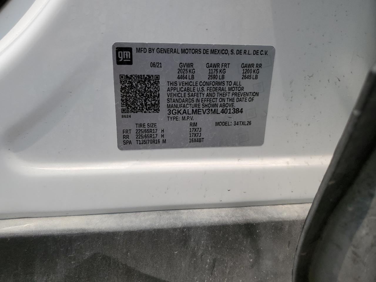 3GKALMEV3ML401384 2021 GMC Terrain Sle