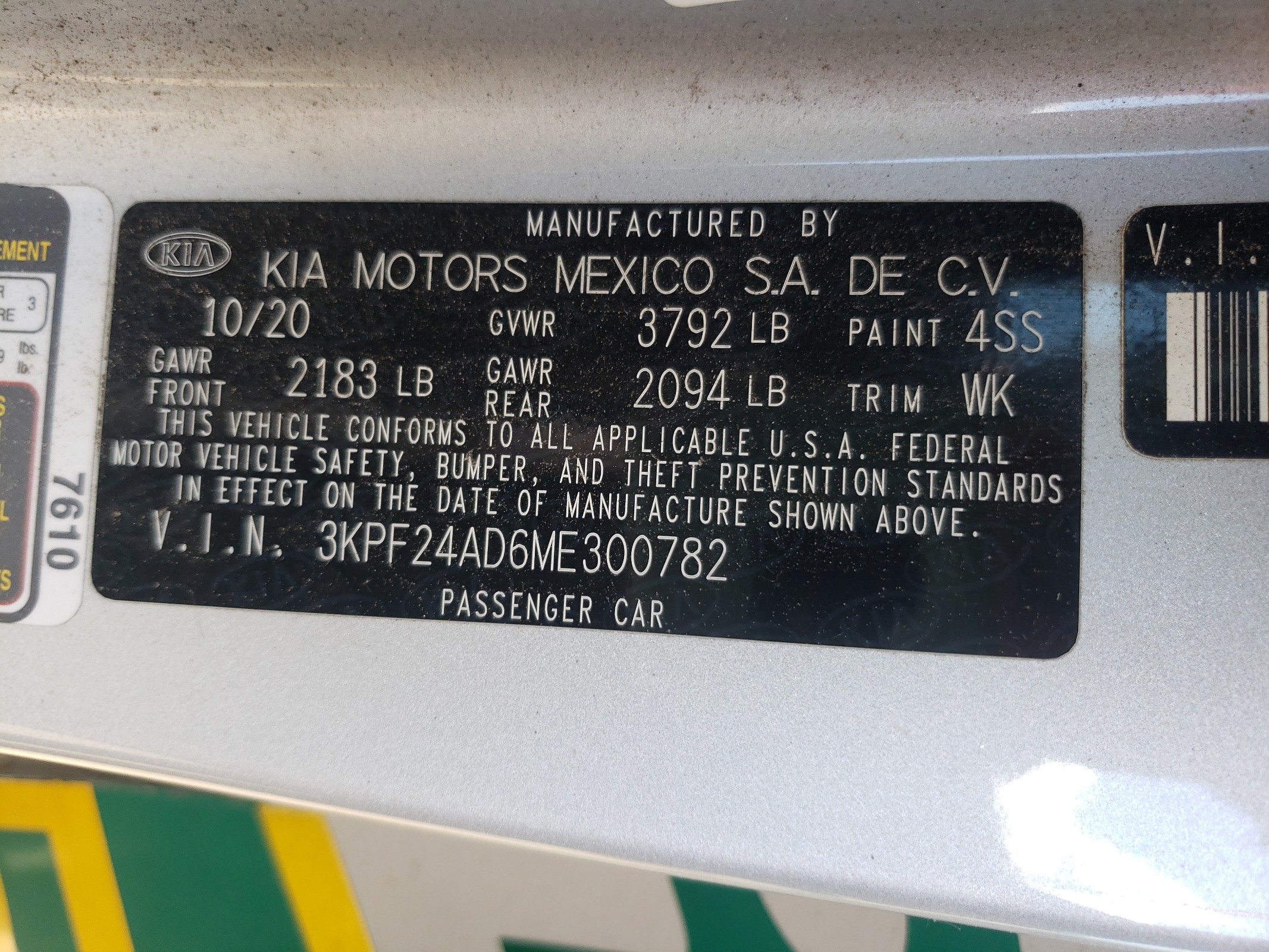 3KPF24AD6ME300782 2021 Kia Forte Fe