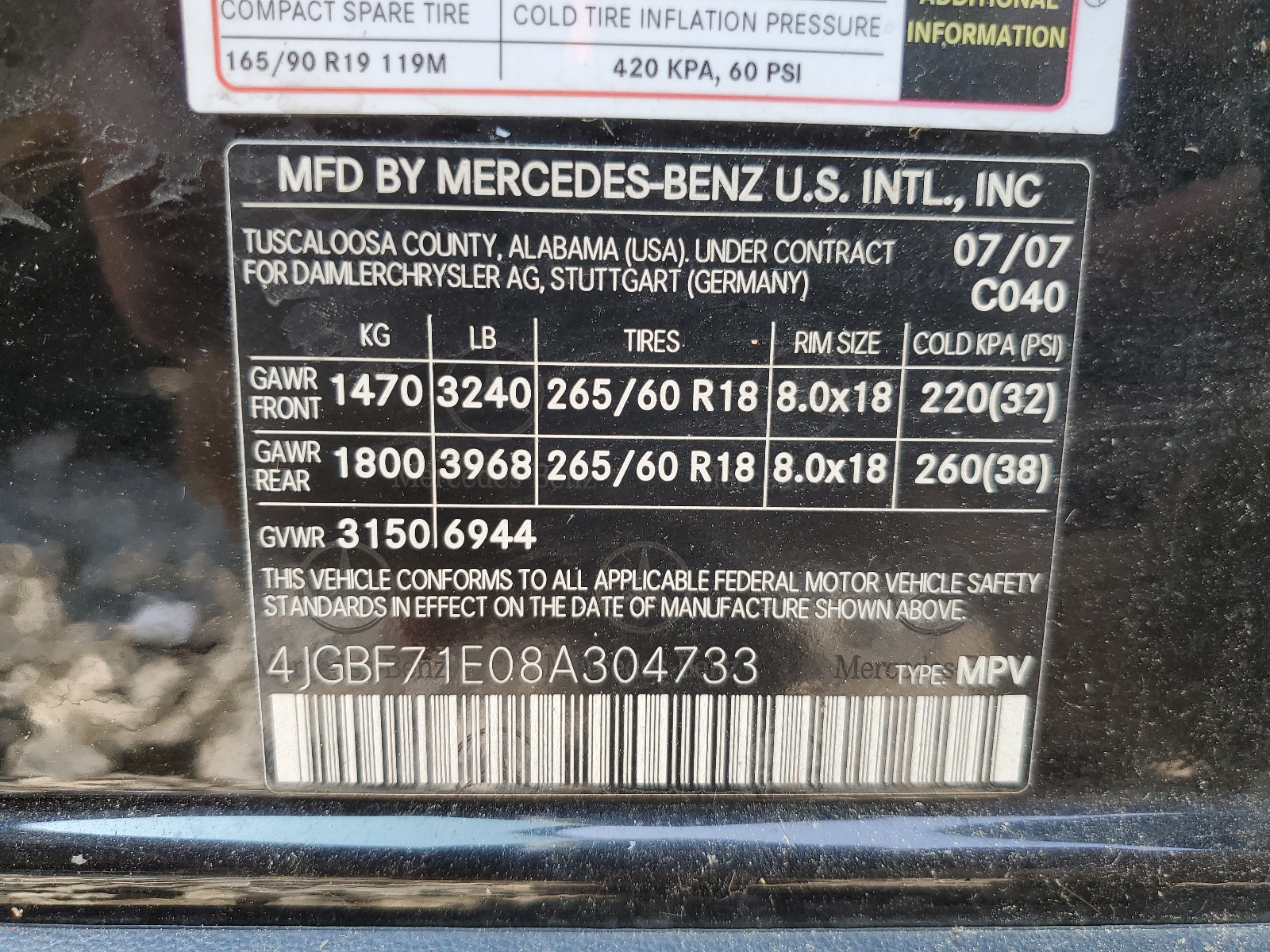 4JGBF71E08A304733 2008 Mercedes-Benz Gl 450 4Matic