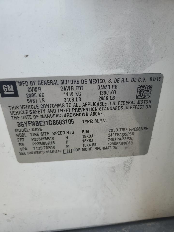 2016 Cadillac Srx Luxury Collection VIN: 3GYFNBE31GS583105 Lot: 61253544