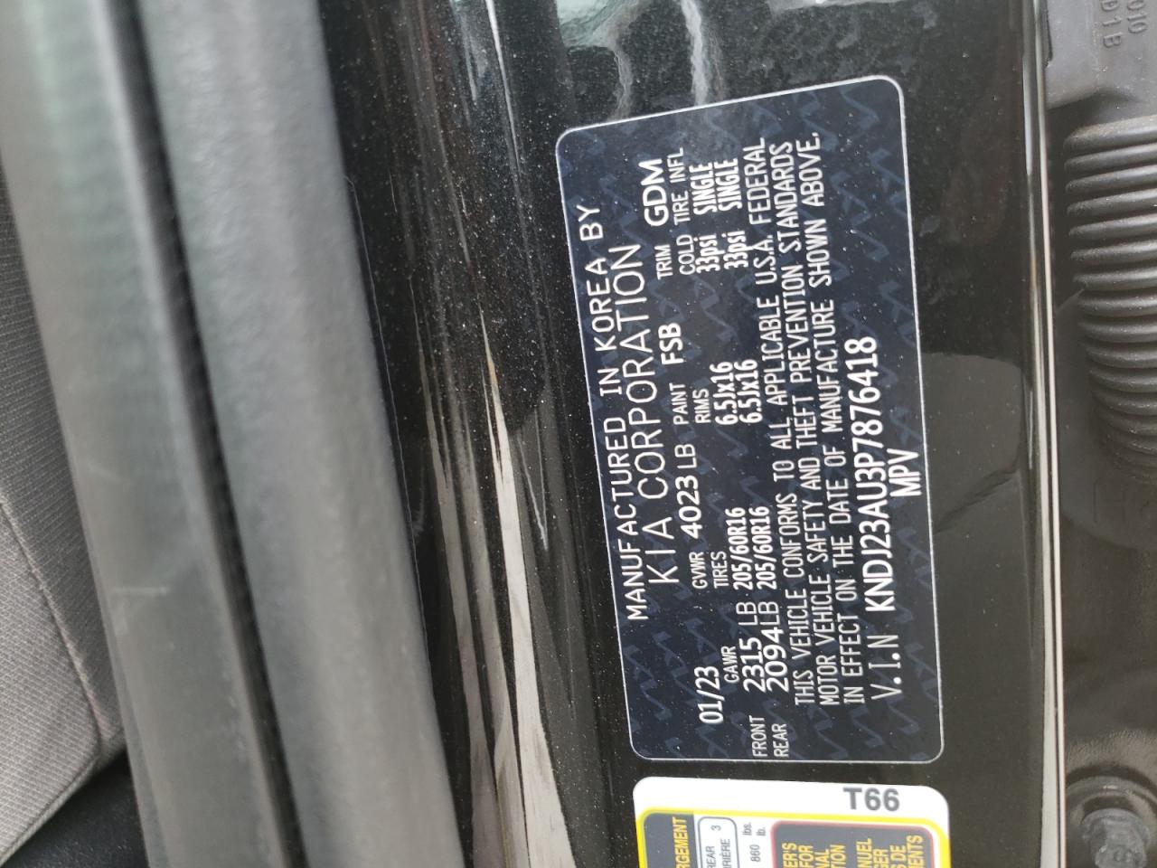 2023 Kia Soul Lx VIN: KNDJ23AU3P7876418 Lot: 64994694