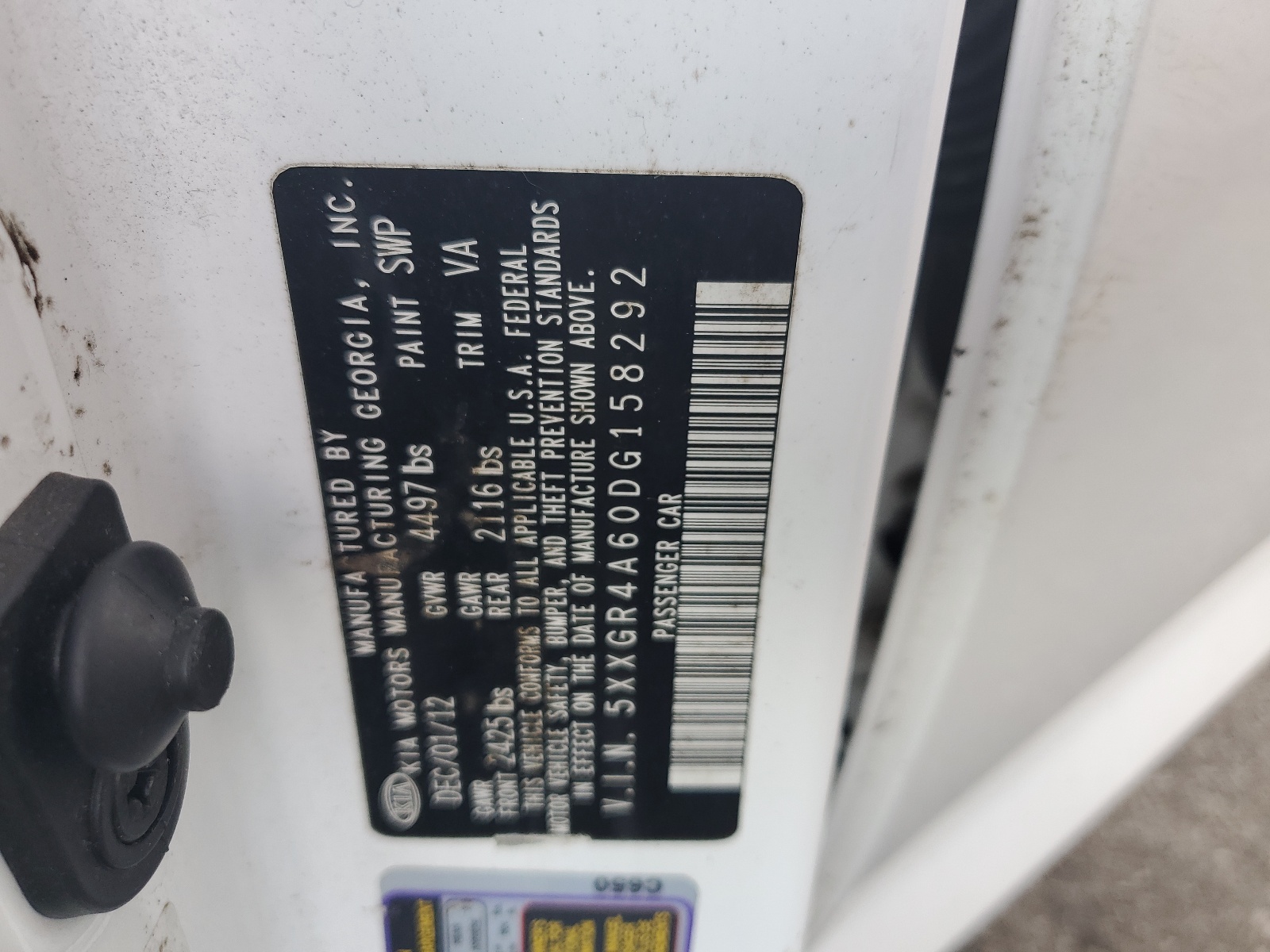 5XXGR4A60DG158292 2013 Kia Optima Sx