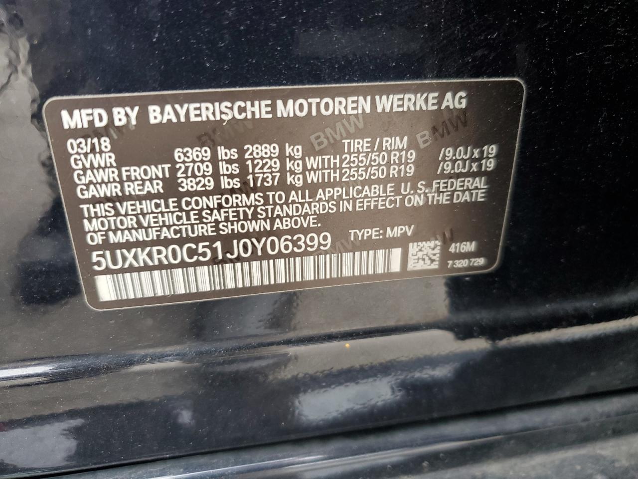 2018 BMW X5 xDrive35I VIN: 5UXKR0C51J0Y06399 Lot: 56433474