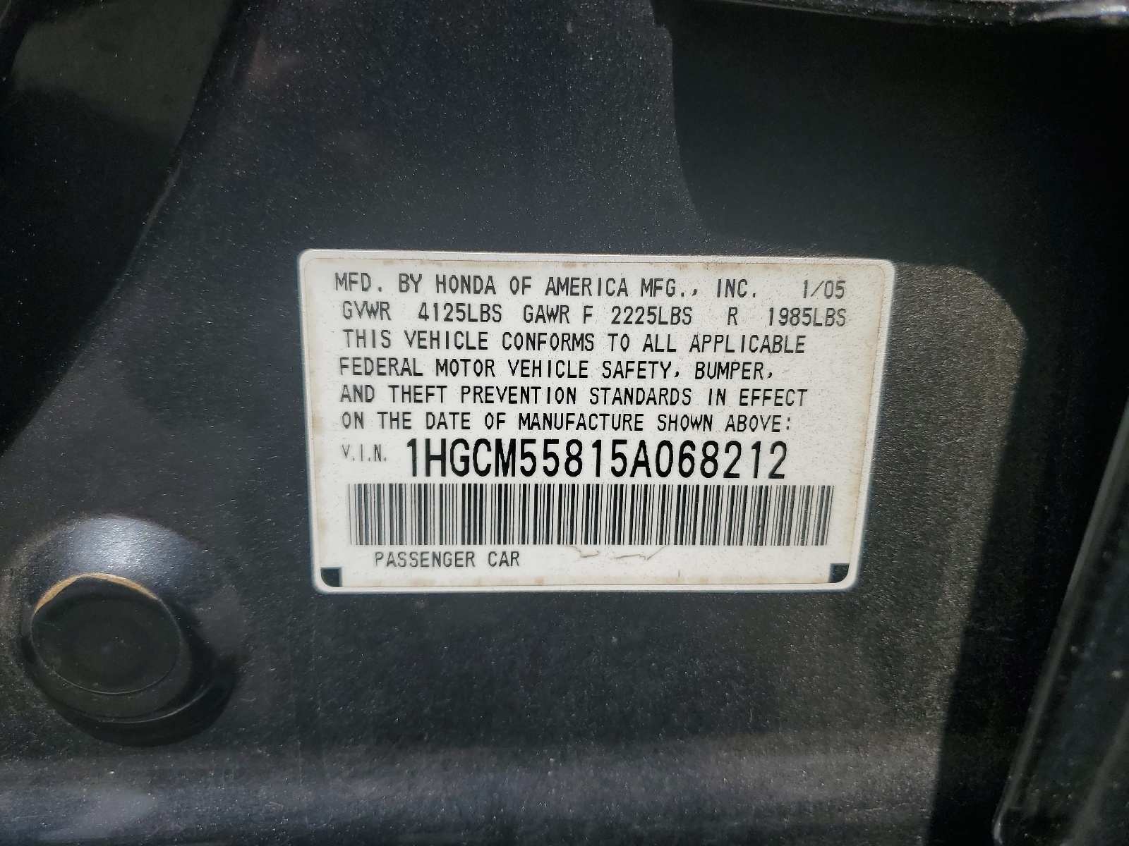 1HGCM55815A068212 2005 Honda Accord Ex
