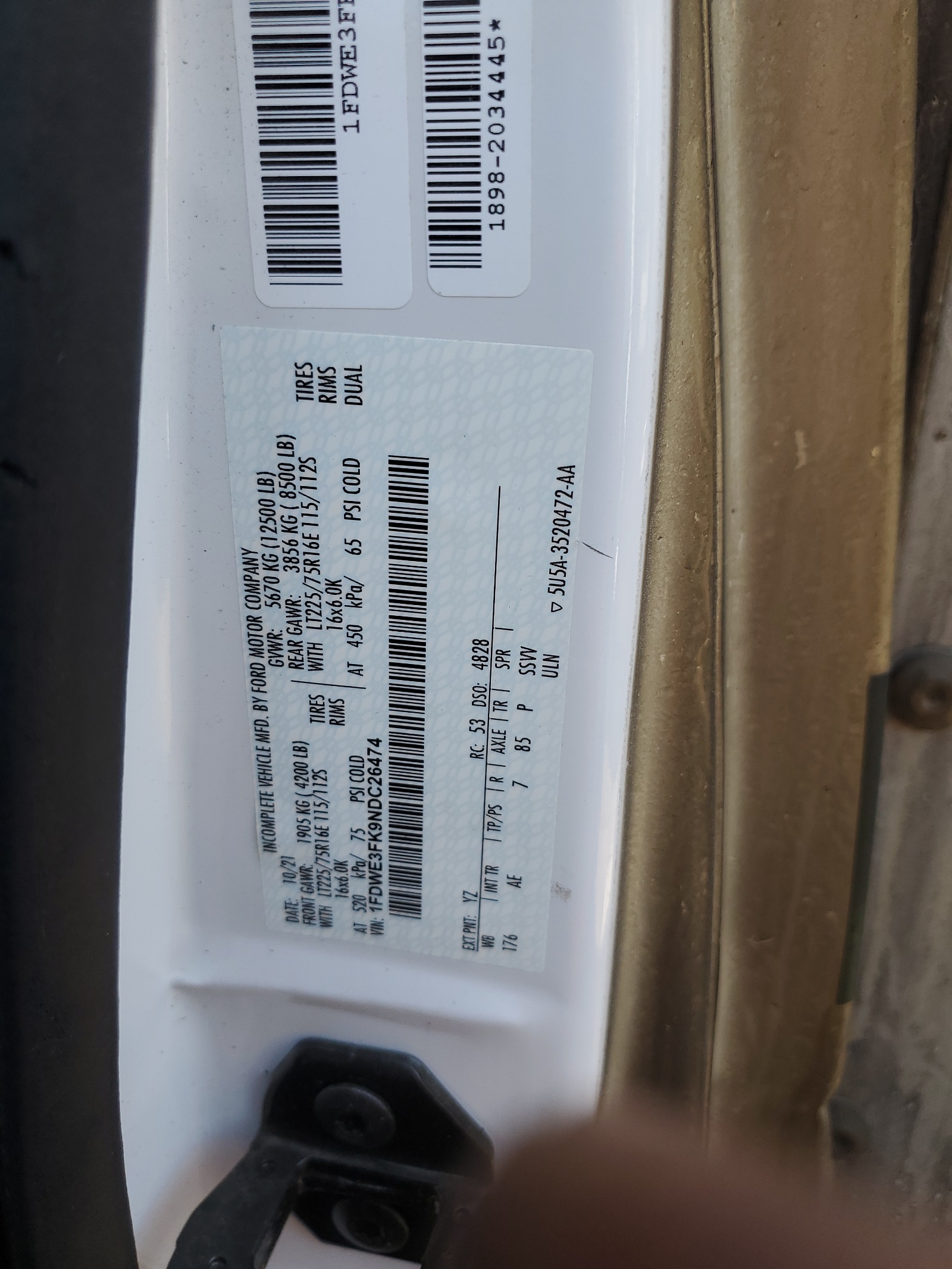 1FDWE3FK9NDC26474 2022 Ford Econoline E350 Super Duty Cutaway Van