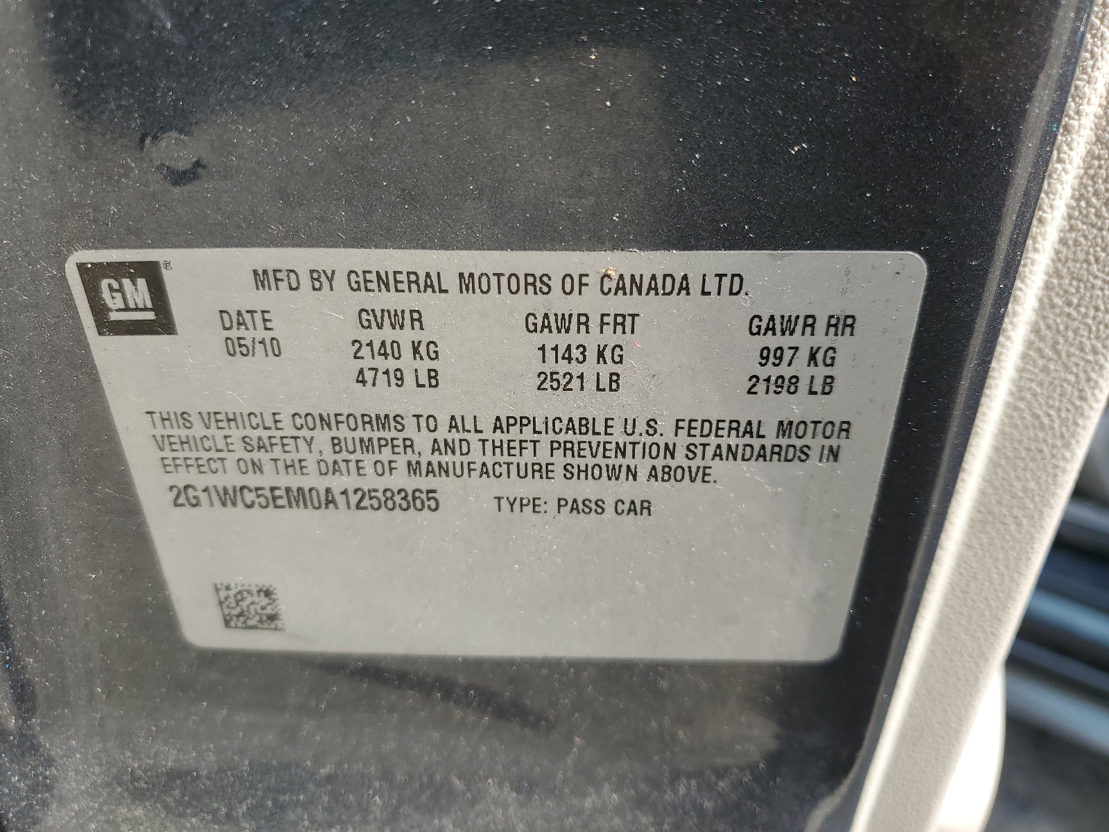 2G1WC5EM0A1258365 2010 Chevrolet Impala Ltz