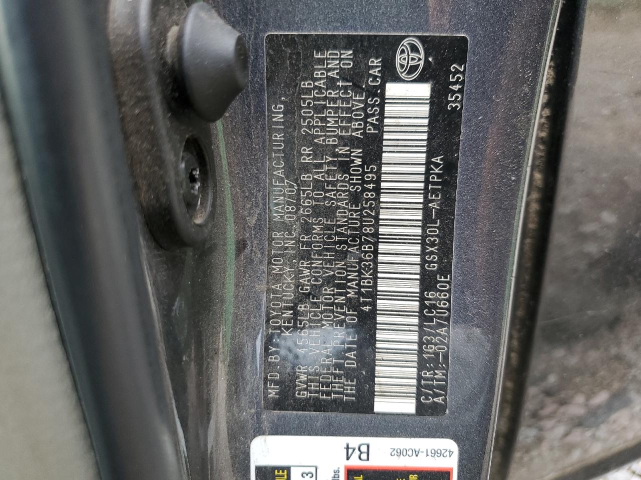 4T1BK36B78U258495 2008 Toyota Avalon Xl