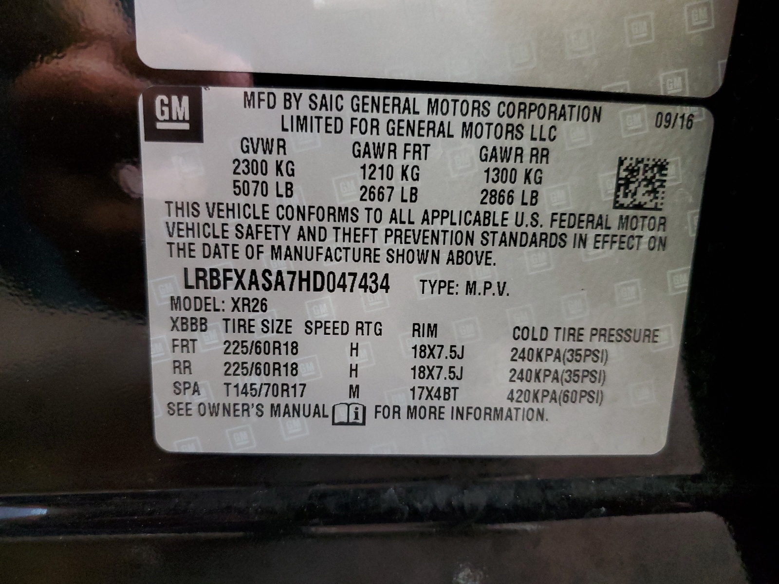 LRBFXASA7HD047434 2017 Buick Envision Preferred