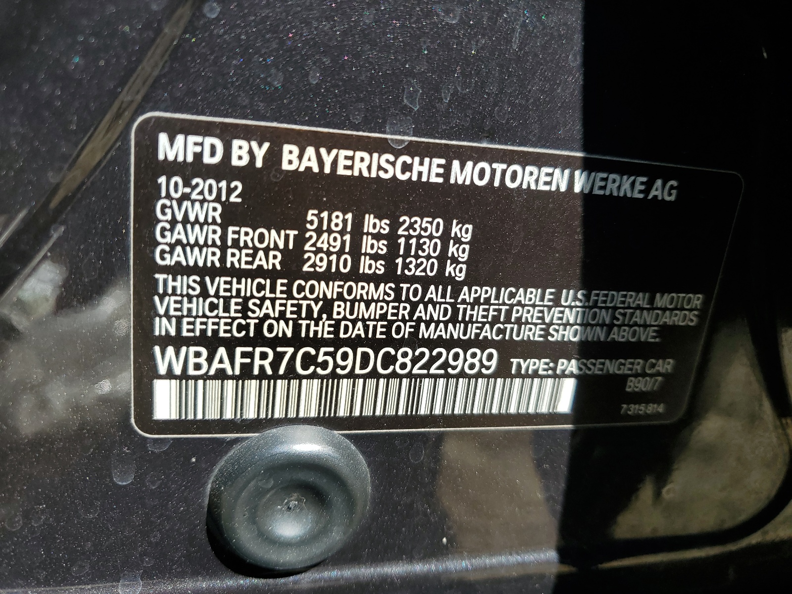 WBAFR7C59DC822989 2013 BMW 535 I