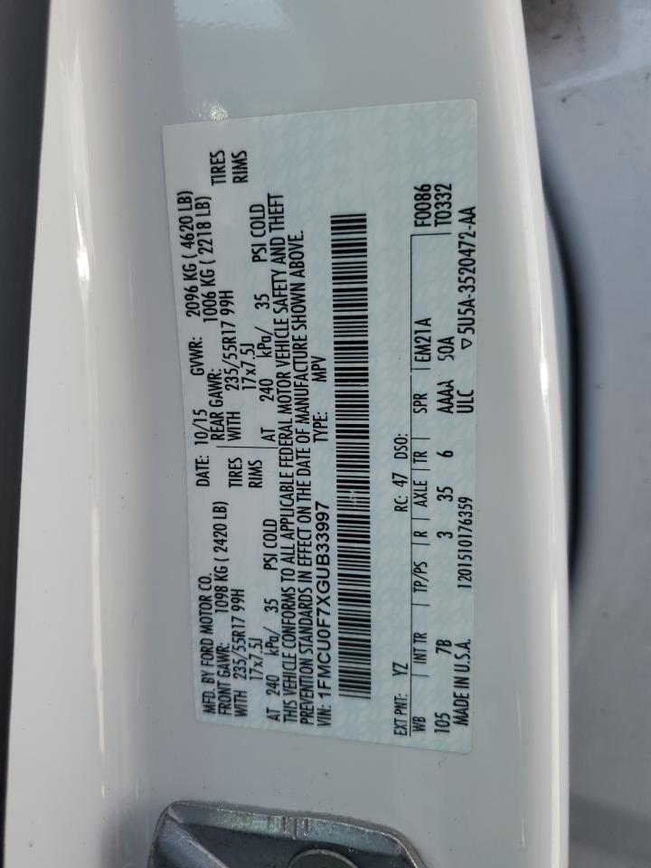 1FMCU0F7XGUB33997 2016 Ford Escape S