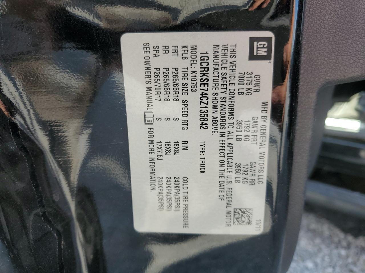 2012 Chevrolet Silverado K1500 Lt VIN: 1GCRKSE74CZ135842 Lot: 58771574