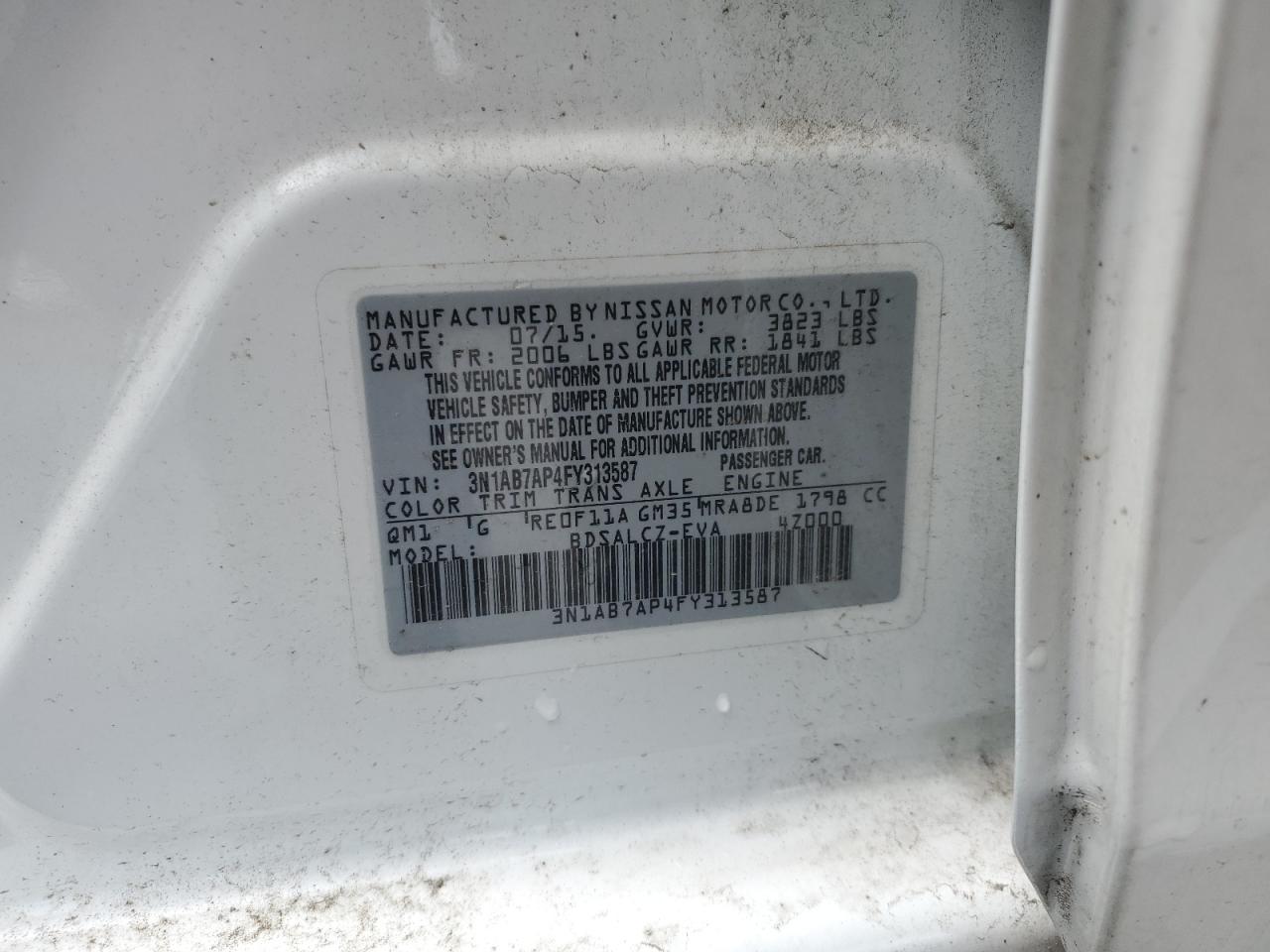 3N1AB7AP4FY313587 2015 Nissan Sentra S