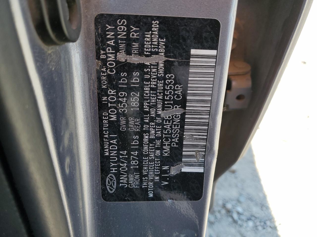 2014 Hyundai Accent Gls VIN: KMHCT5AE8EU155533 Lot: 59040754