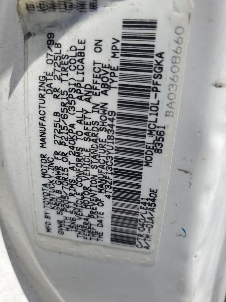 2000 Toyota Sienna Le VIN: 4T3ZF13C3YU183449 Lot: 58466704