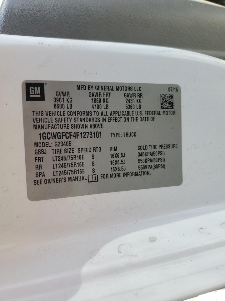 2015 Chevrolet Express G2500 VIN: 1GCWGFCF4F1273101 Lot: 64053004