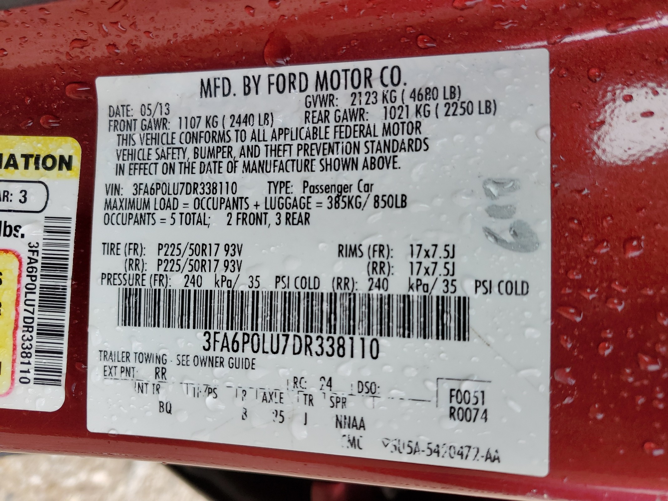 3FA6P0LU7DR338110 2013 Ford Fusion Se Hybrid