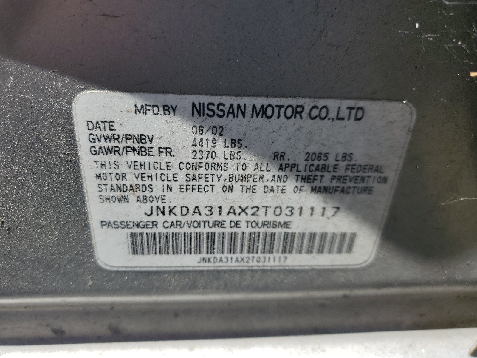 JNKDA31AX2T031117 2002 Infiniti I35