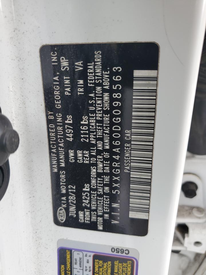 2013 Kia Optima Sx VIN: 5XXGR4A60DG098563 Lot: 58756184