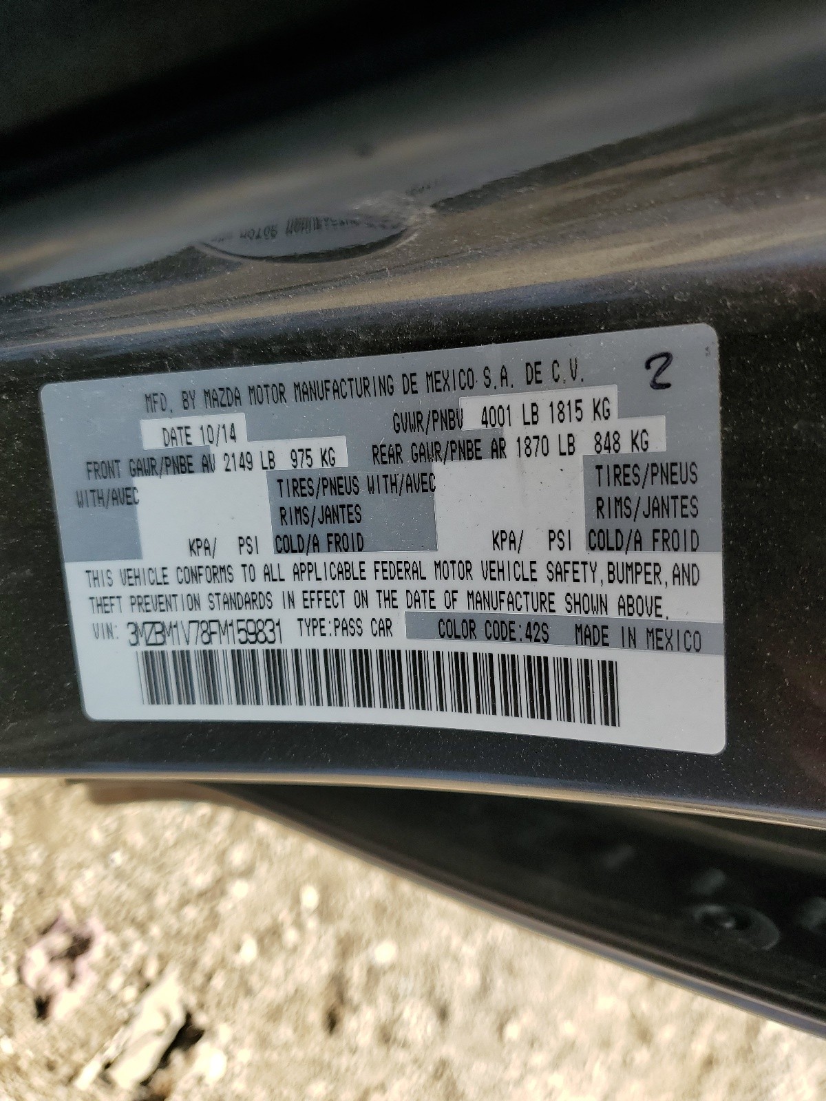 3MZBM1V78FM159831 2015 Mazda 3 Touring