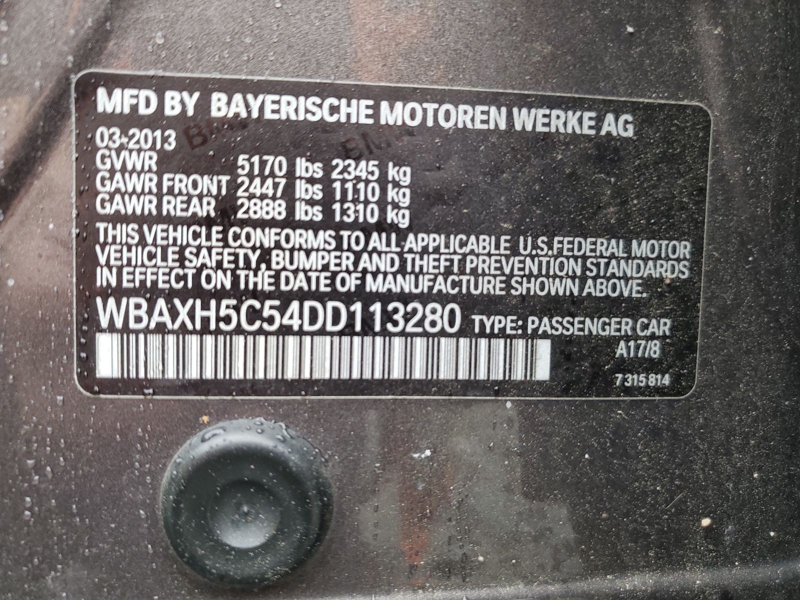 WBAXH5C54DD113280 2013 BMW 528 Xi