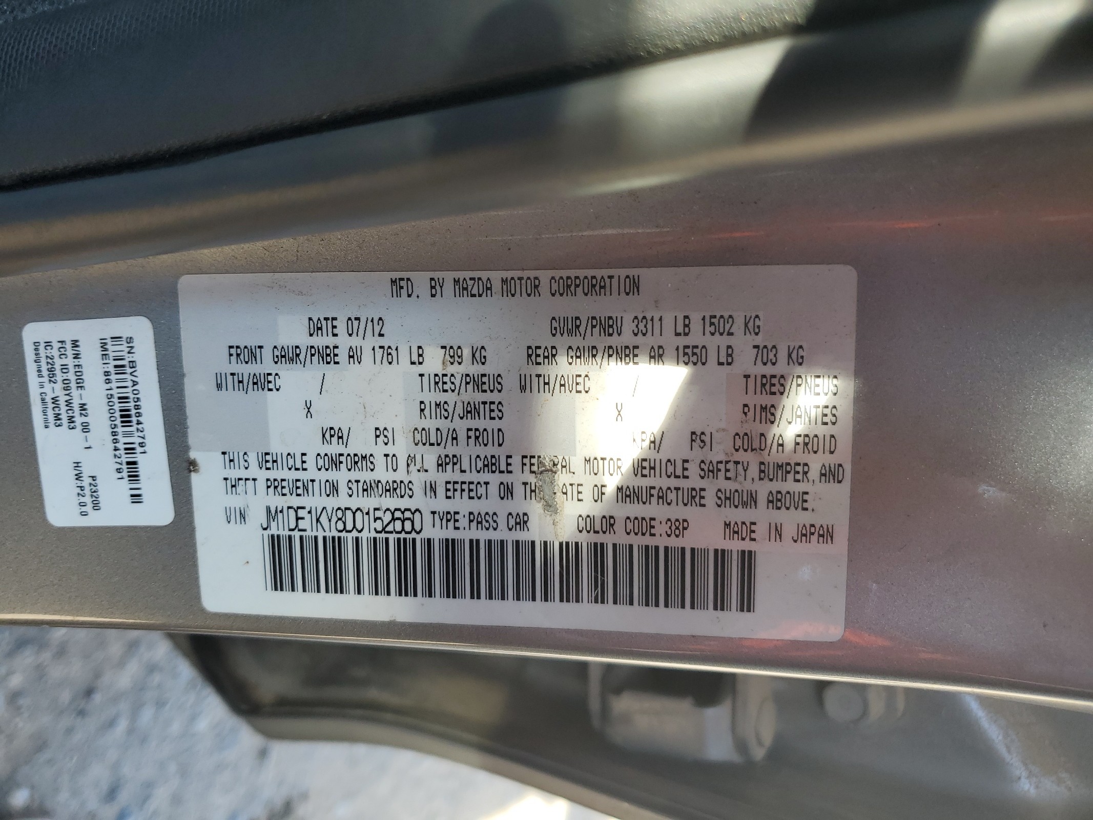 JM1DE1KY8D0152660 2013 Mazda Mazda2