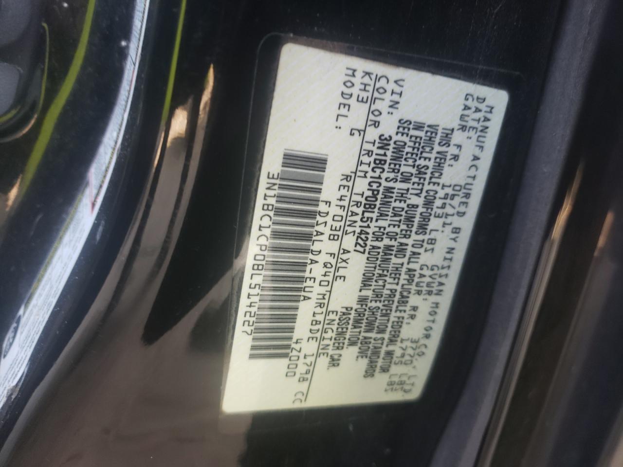 2011 Nissan Versa S VIN: 3N1BC1CP0BL514227 Lot: 57787244