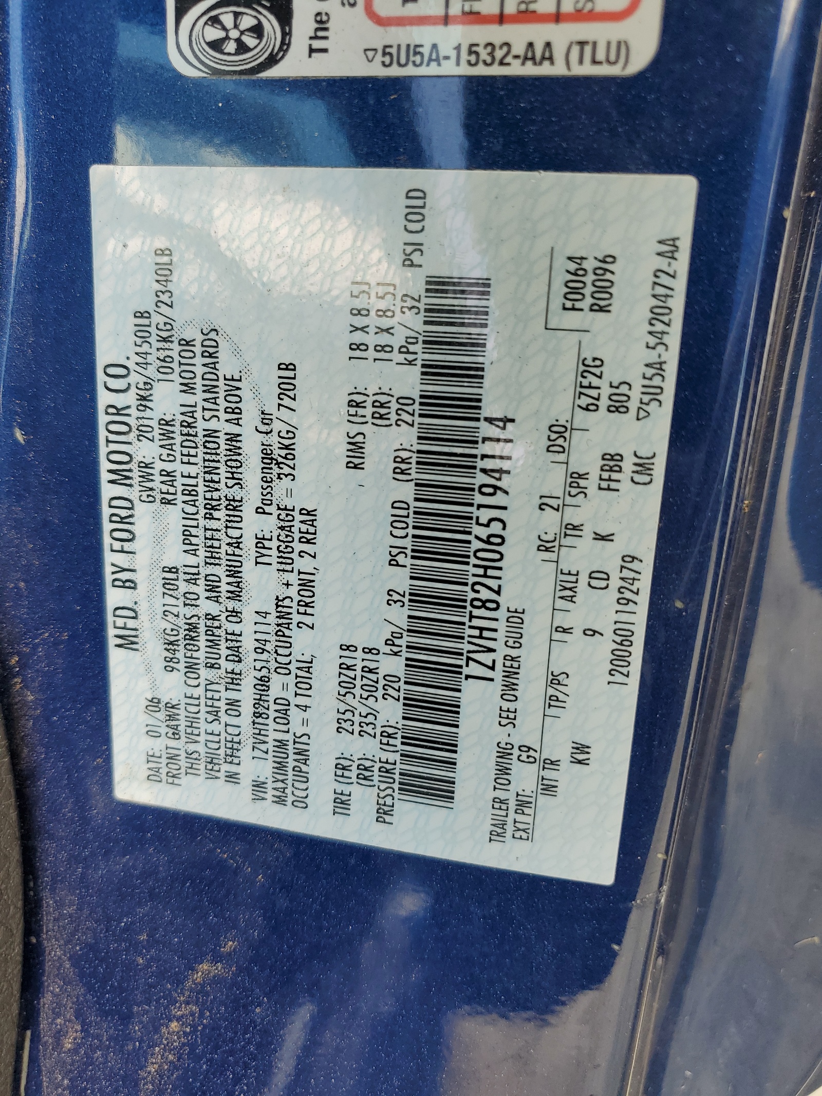 1ZVHT82H065194114 2006 Ford Mustang Gt