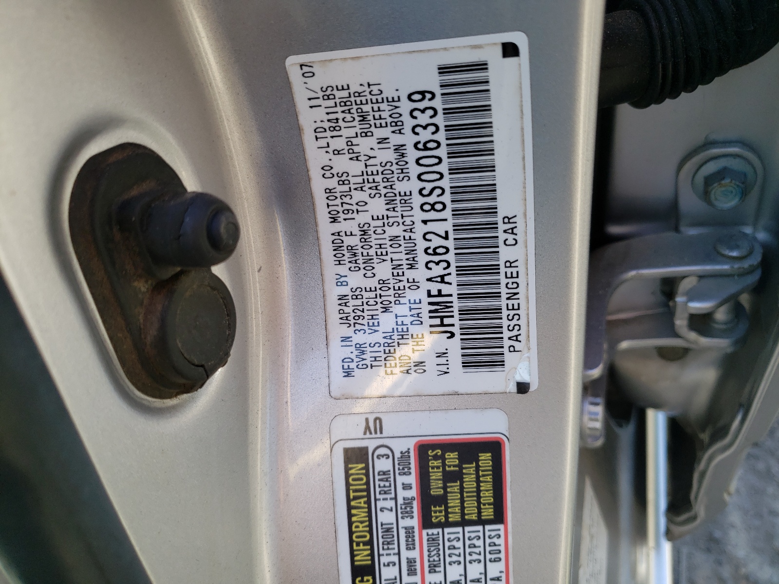 JHMFA36218S006339 2008 Honda Civic Hybrid