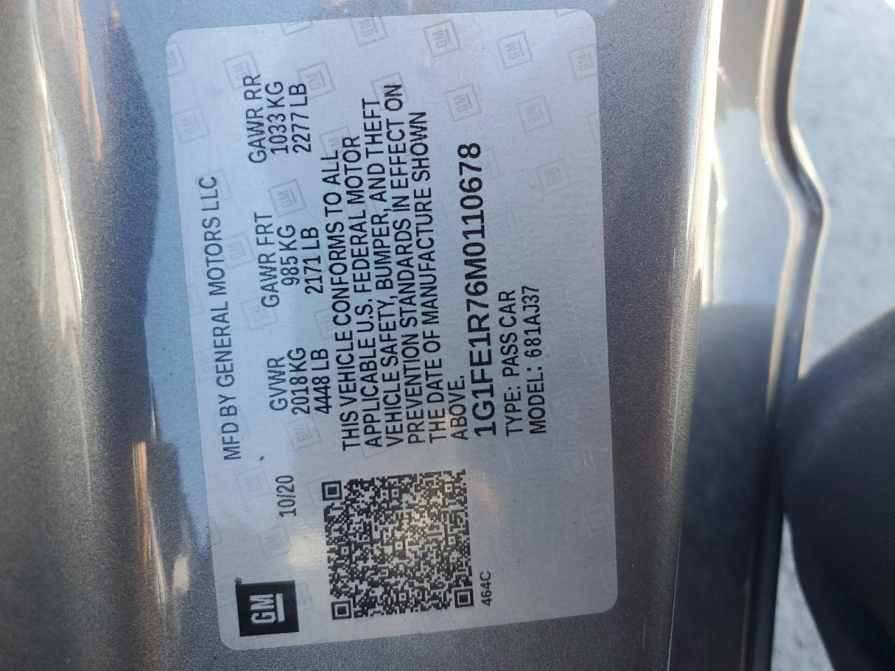 2021 Chevrolet Camaro Lz VIN: 1G1FE1R76M0110678 Lot: 58622144