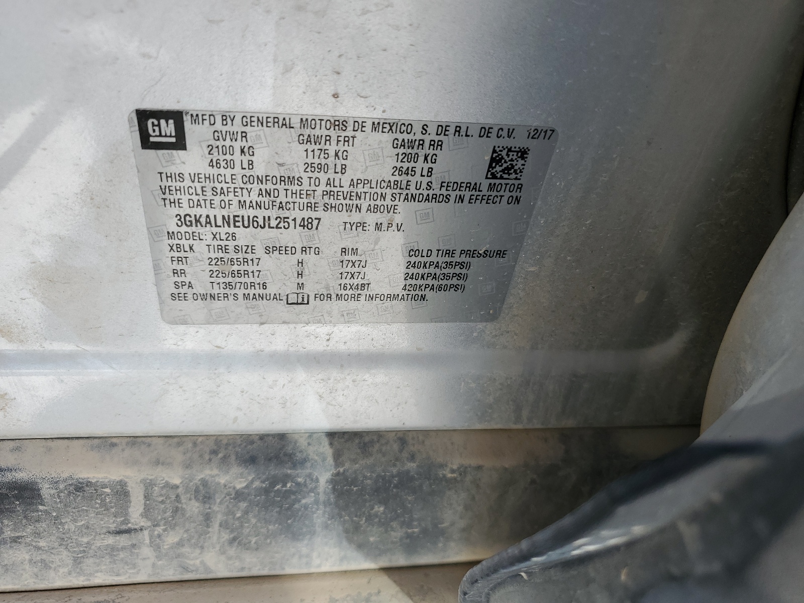 3GKALNEU6JL251487 2018 GMC Terrain Sle