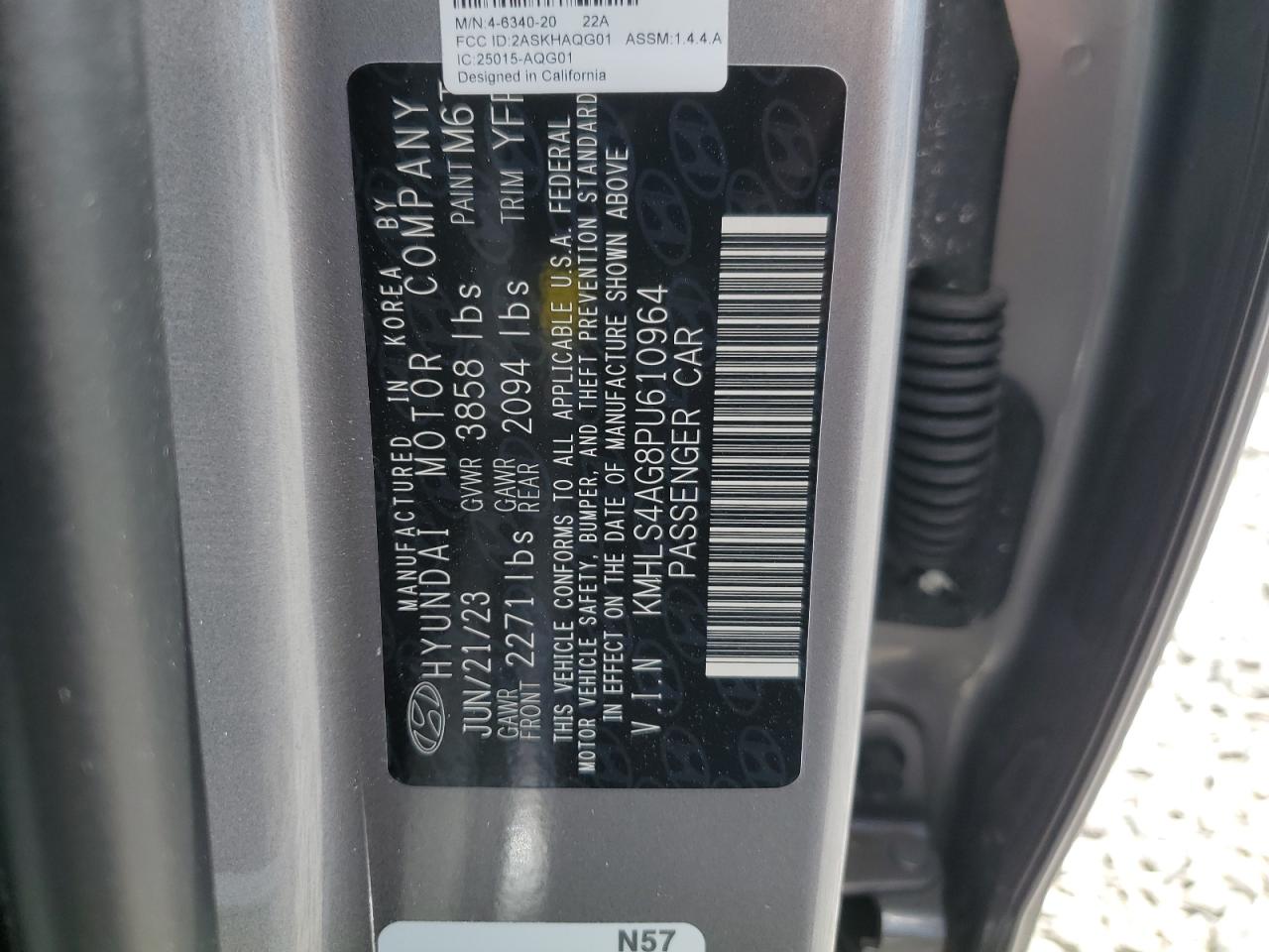 2023 Hyundai Elantra Sel VIN: KMHLS4AG8PU610964 Lot: 58231234