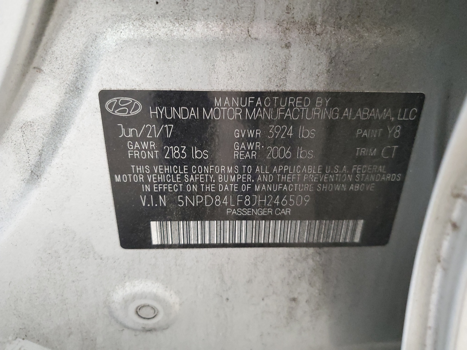 5NPD84LF8JH246509 2018 Hyundai Elantra Sel