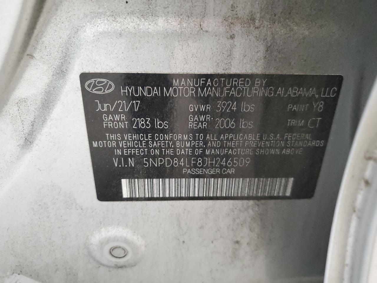 2018 Hyundai Elantra Sel VIN: 5NPD84LF8JH246509 Lot: 59729684