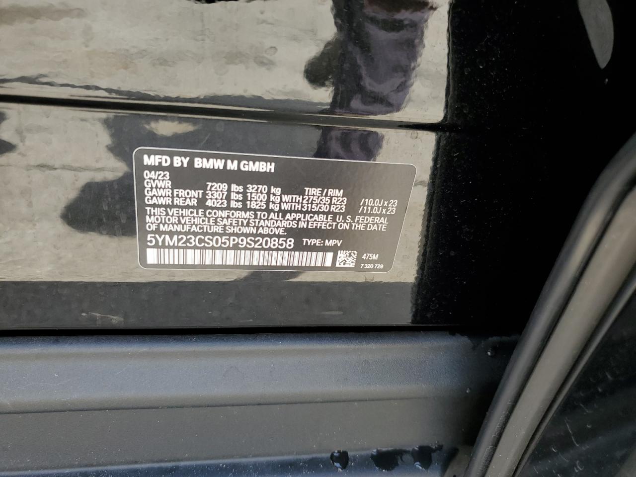 2023 BMW Xm VIN: 5YM23CS05P9S20858 Lot: 57570554