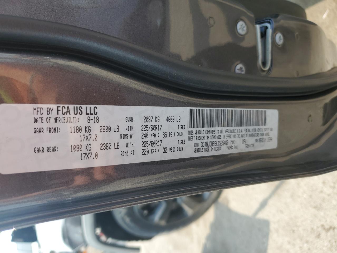 2019 Jeep Compass Latitude VIN: 3C4NJDBB5KT595460 Lot: 81196675