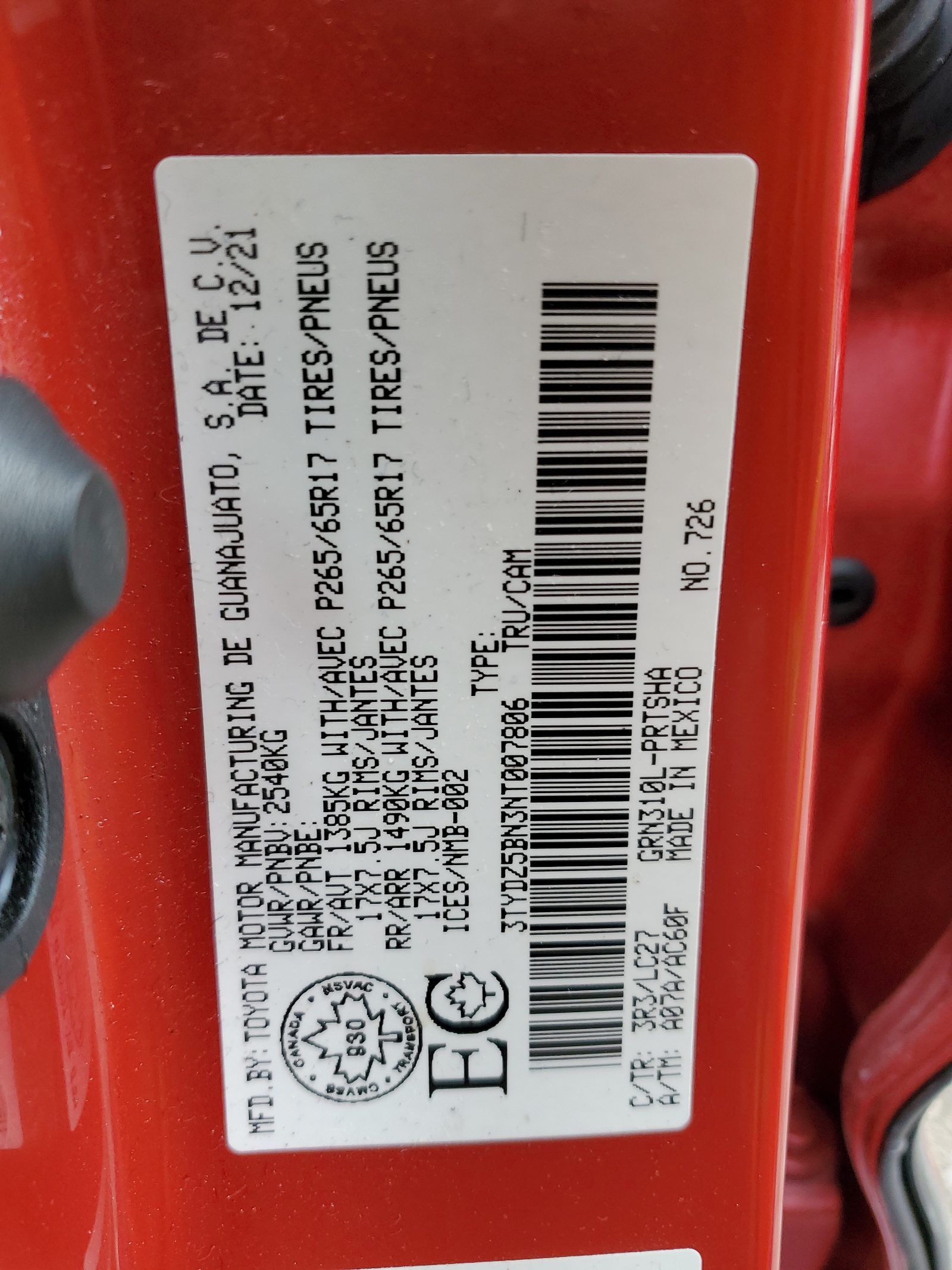 3TYDZ5BN3NT007806 2022 Toyota Tacoma Double Cab