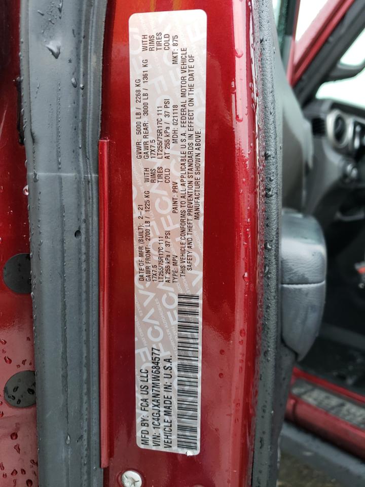 2021 Jeep Wrangler Sport VIN: 1C4GJXAN7MW684577 Lot: 57195554