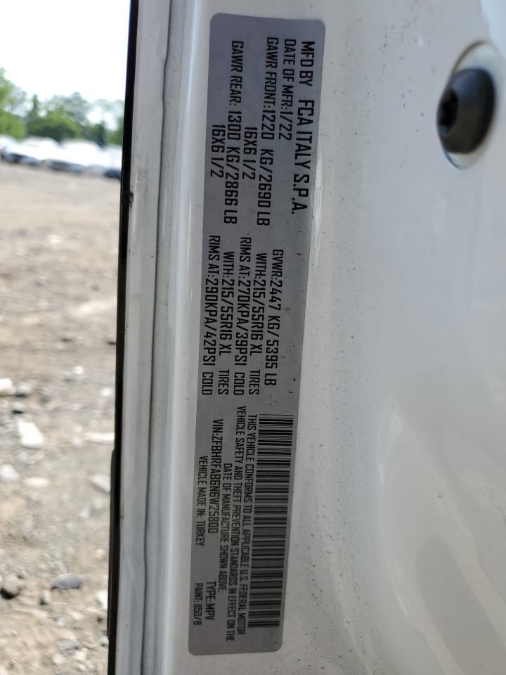 2022 Ram Promaster City Tradesman VIN: ZFBHRFAB6N6W25800 Lot: 59850544