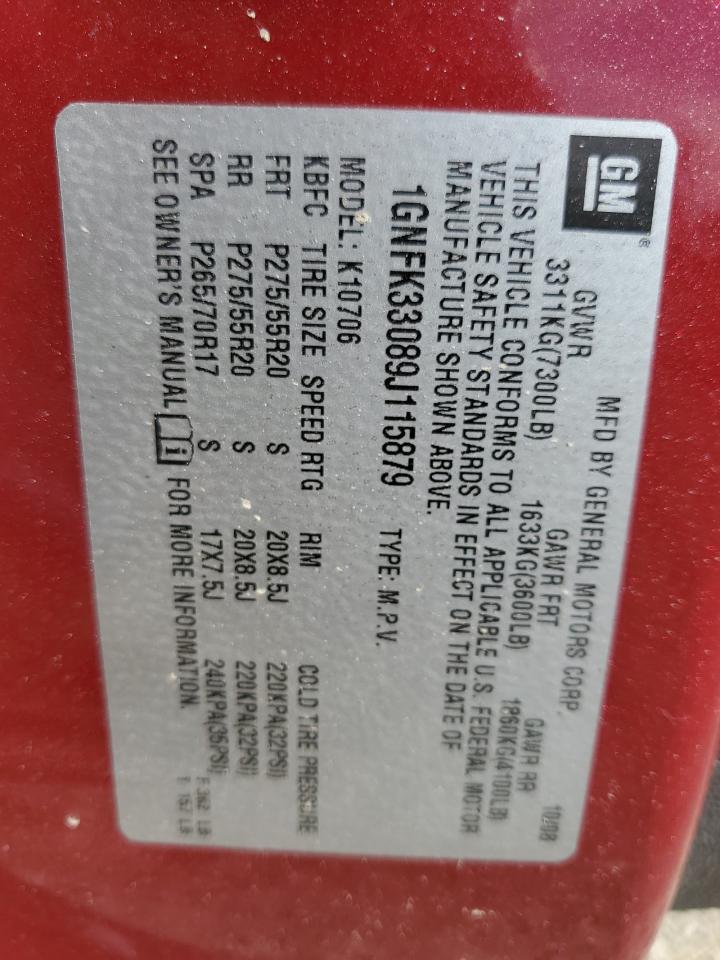 2009 Chevrolet Tahoe K1500 Ltz VIN: 1GNFK33089J115879 Lot: 60946424