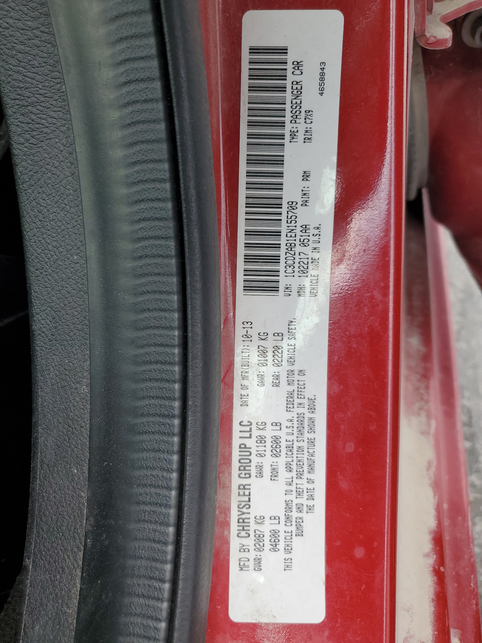 1C3CDZAB1EN155709 2014 Dodge Avenger Se