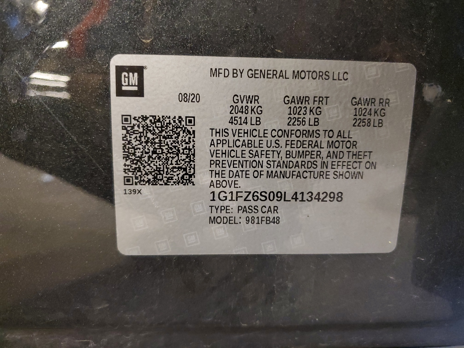1G1FZ6S09L4134298 2020 Chevrolet Bolt Ev Premier