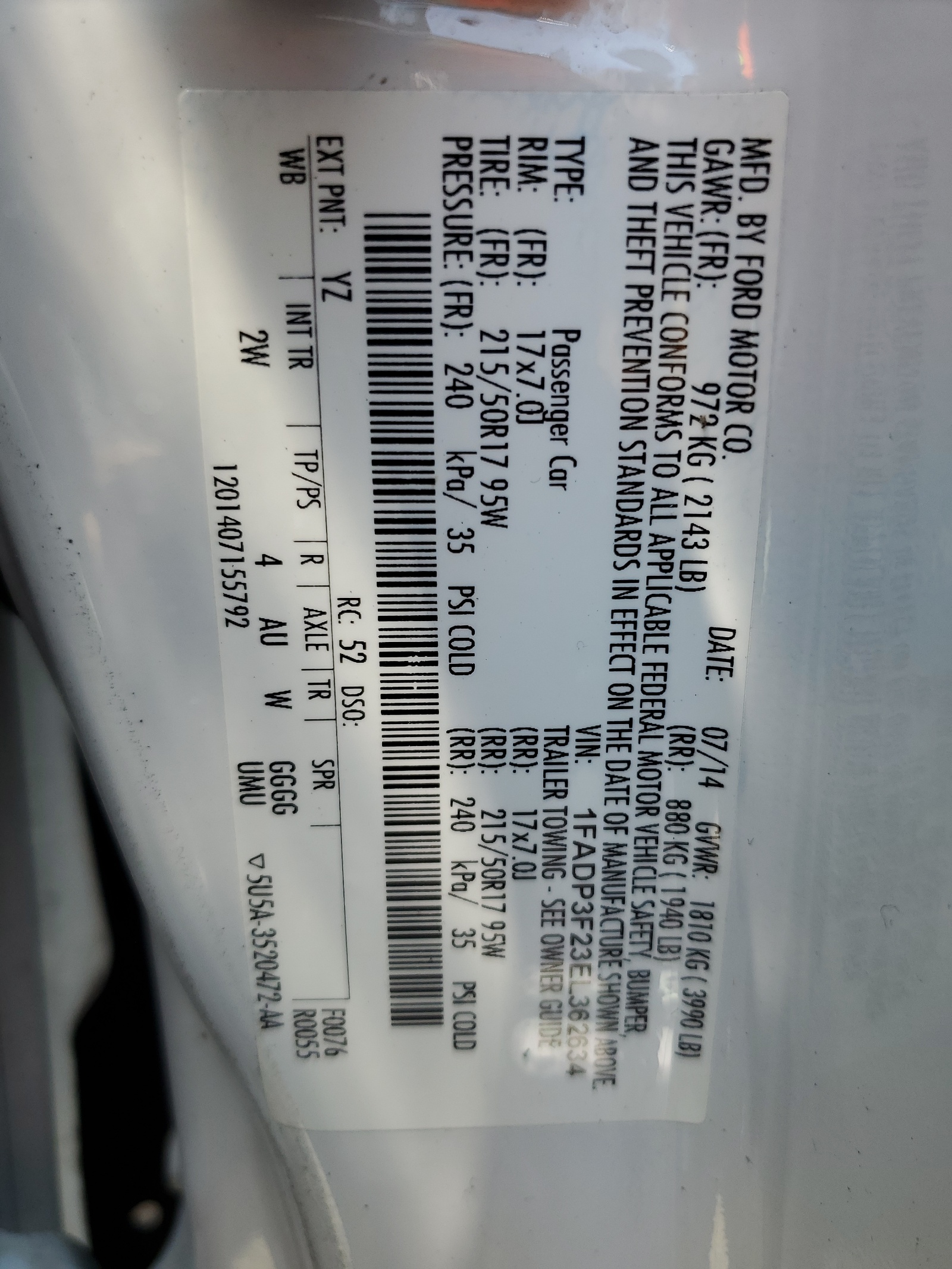 1FADP3F23EL362634 2014 Ford Focus Se