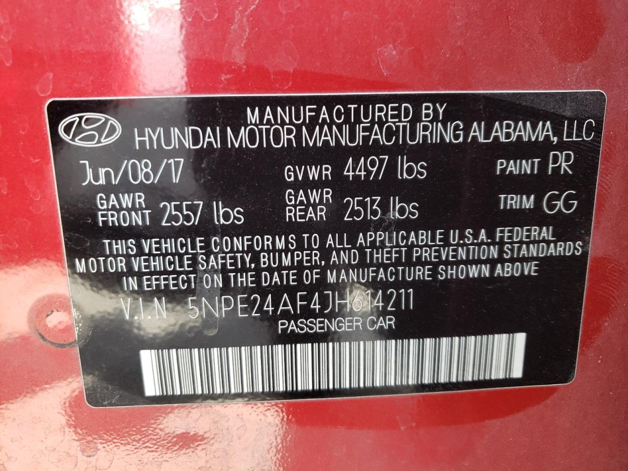 5NPE24AF4JH614211 2018 Hyundai Sonata Se