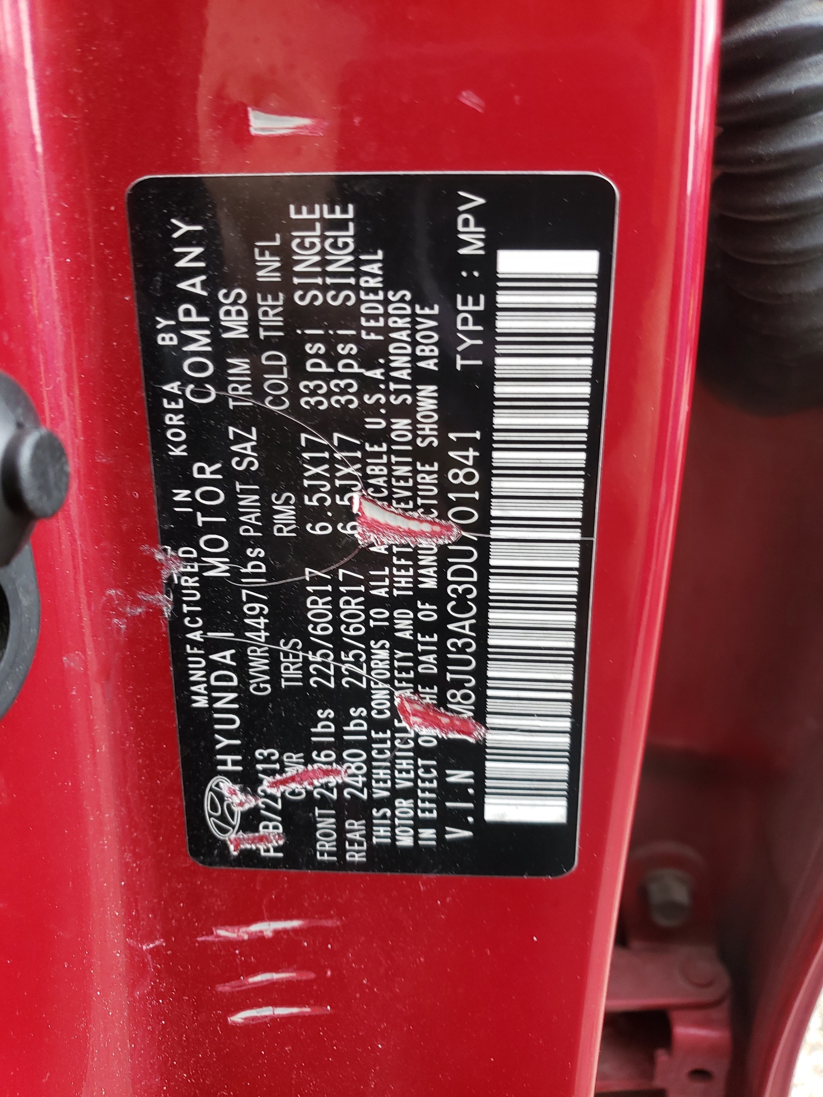 KM8JU3AC3DU701841 2013 Hyundai Tucson Gls