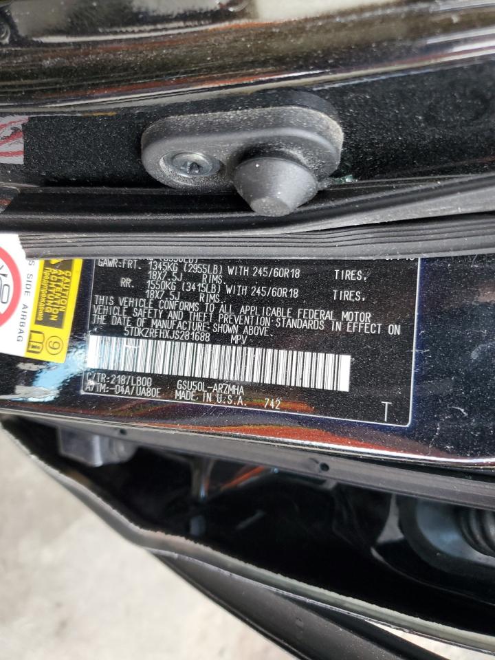 2018 Toyota Highlander Se VIN: 5TDKZRFHXJS281688 Lot: 59771484