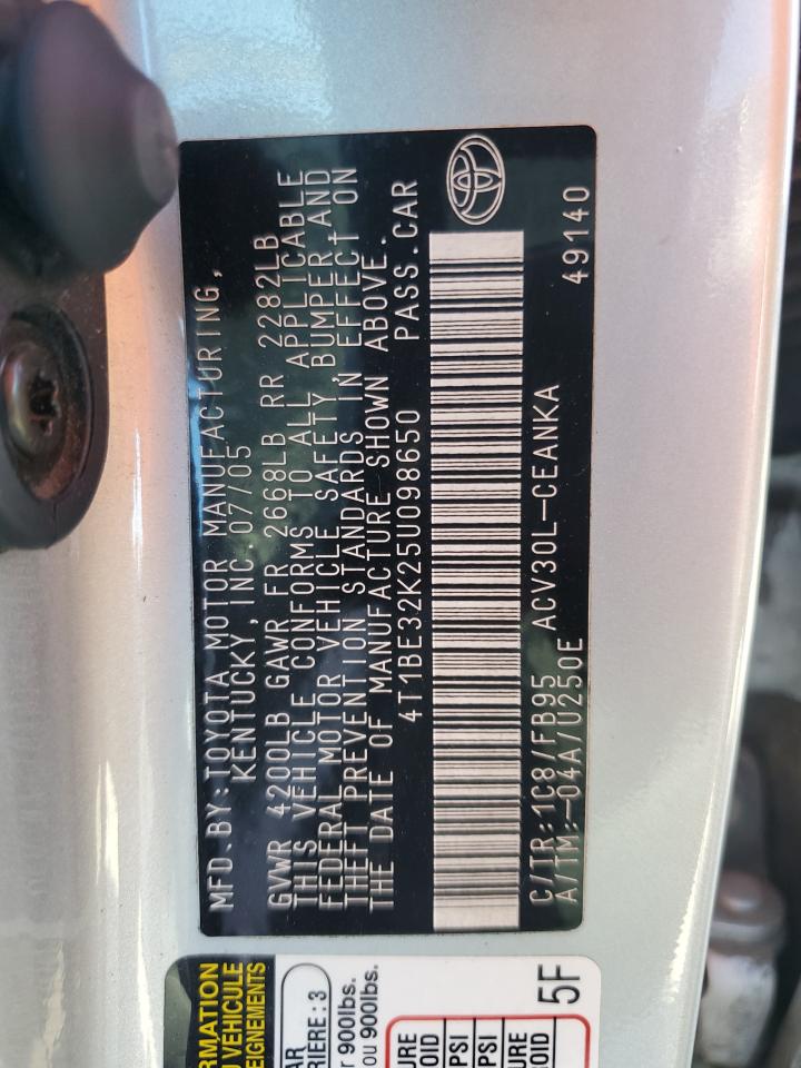 2005 Toyota Camry Le VIN: 4T1BE32K25U098650 Lot: 57771484