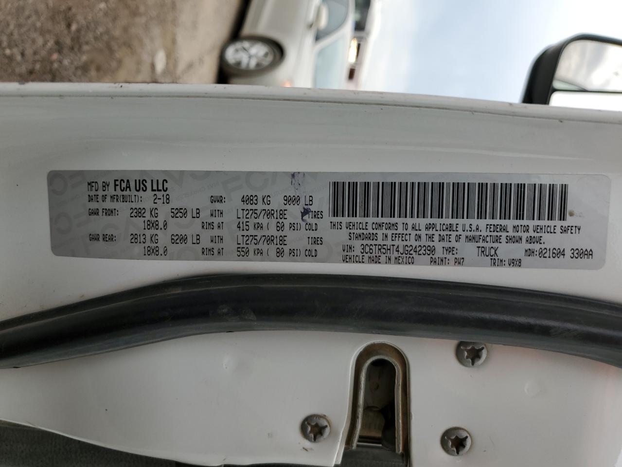 2018 Ram 2500 St VIN: 3C6TR5HT4JG242390 Lot: 58707974